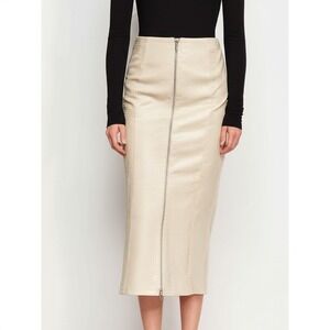 H&M Womens Beige Cream Snakeskin‎ Embossed Midi Skirt Size 8 NWT